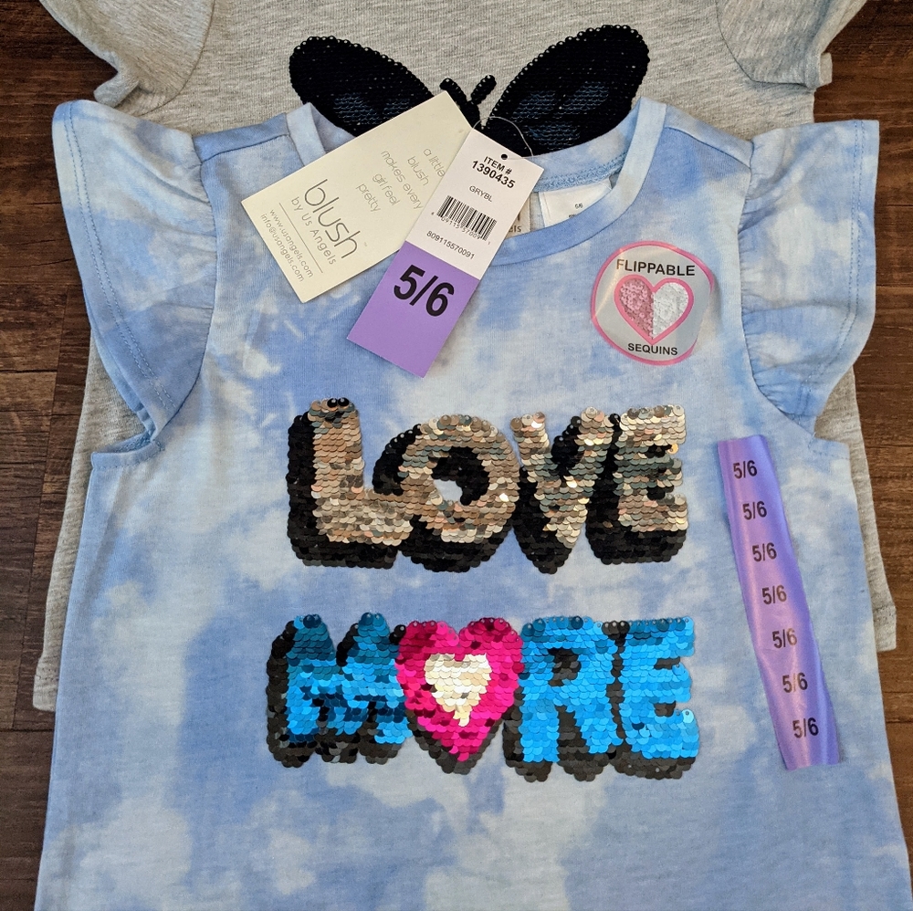 NWT Blush By Us Angels Set of 2 Sequin Tee Shirts